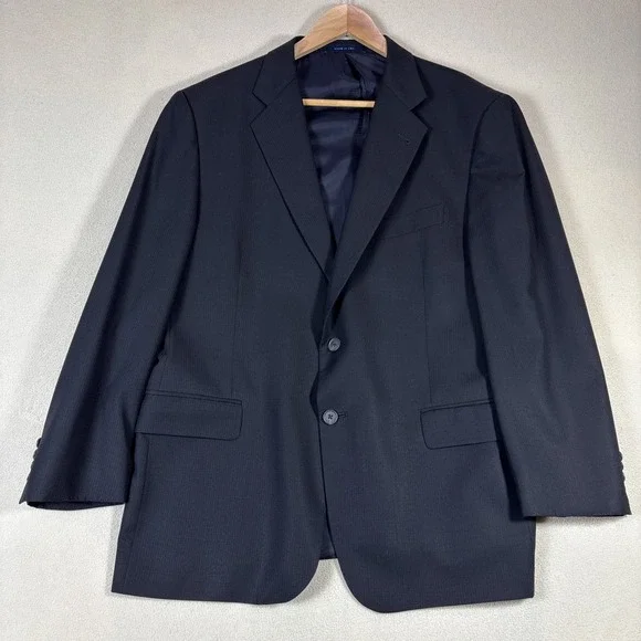 Joseph Abboud Loro Piana Wool Super 110's Black Stripe Full Suit 44S Pants 38x29